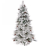 Ёлка «Кружевница» 300 см, ПВХ+леска с шишками белая снежная посыпка (1436 веток)