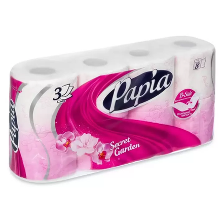 Туалетная бумага Papia 3 слоя 8 рулонов