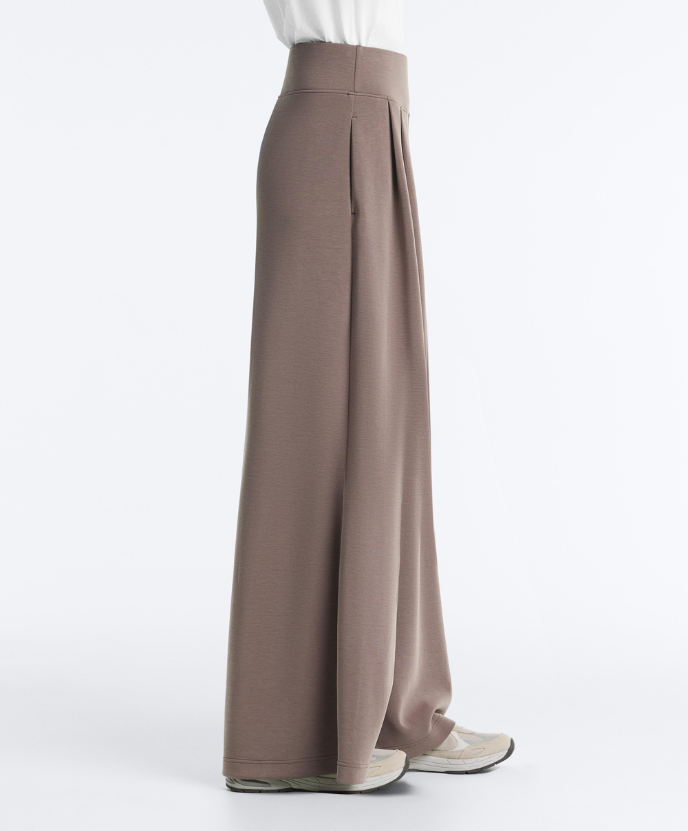 OYSHO Брюки с широкими штанинами и корсетным поясом, серо-коричневый