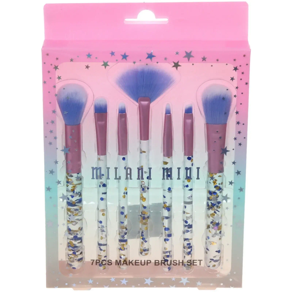 Кисти для макияжа 7шт «ДИ МАРКО», синие блестки, 16*20см/19,5см