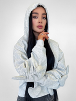 Толстовка LJHY 8315 однотонная со сборкой и сердечками на рукавах