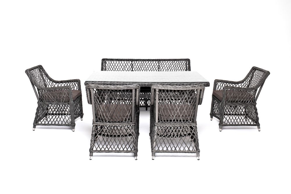 "Катания" обеденная группа плетеная на 6 персон, цвет графит