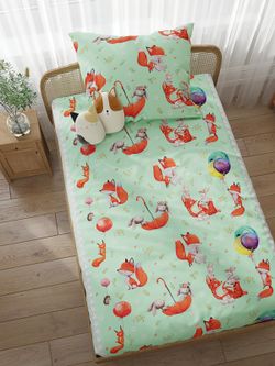 Постельное белье перкаль Сказка "Лисятки" 1,5-сп Наволочка 50х70 см 1 шт Простынь 150x215 см Пододеяльник 145x205 см