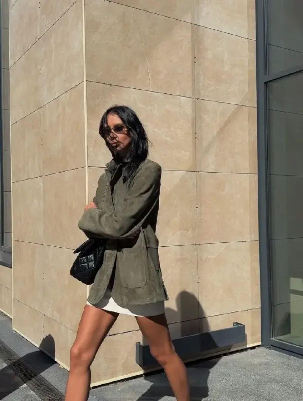 Жакет из натуральной замши, Зеленый