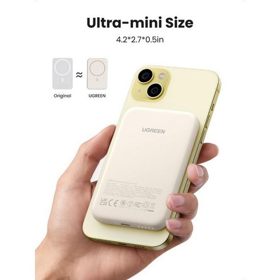 Внешний аккумулятор Ugreen PB560 5000mAh Magnetic Wireless Power Bank 15W (25207) белый