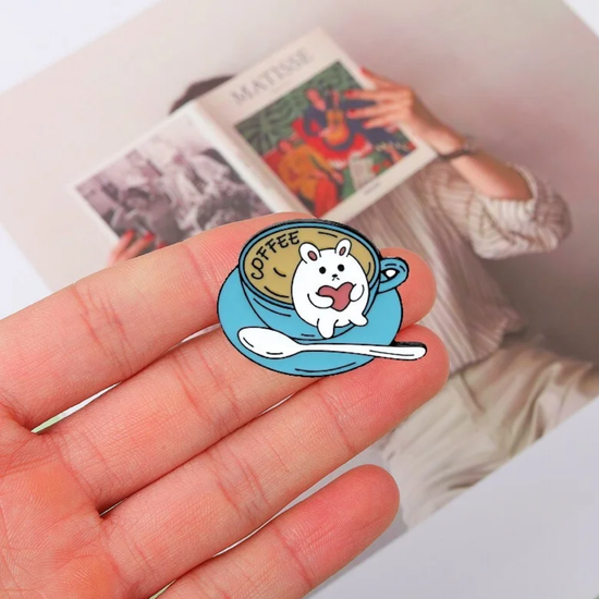 Значок металлический Я люблю кофе, 2,8х3,3см