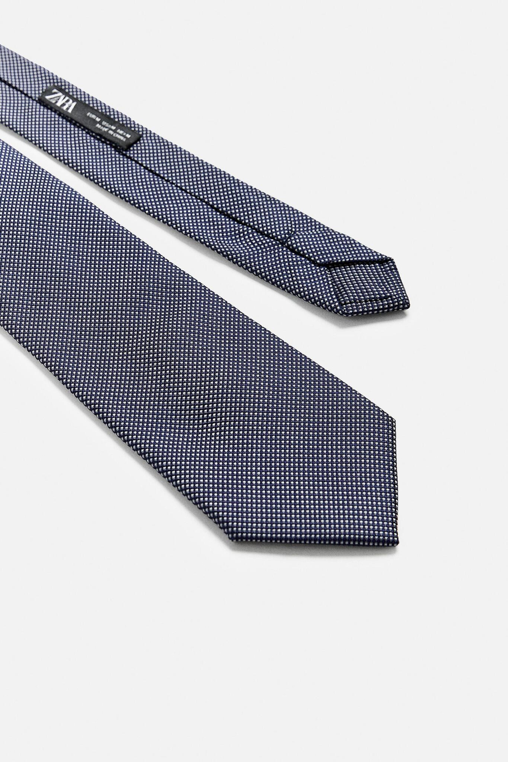 ZARA ГАЛСТУК В ГОРОШЕК ИЗ 100% ШЕЛКА, МОРСКОЙ СИНИЙ