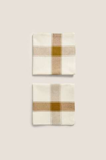 ZARA HOME ХЛОПЧАТОБУМАЖНЫЕ САЛФЕТКИ (УПАКОВКА ИЗ 2 ШТУК), ЗЕЛЕНЫЙ