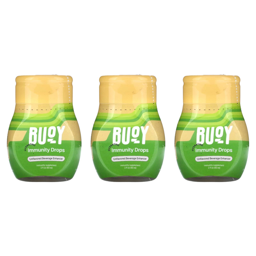 Buoy Hydration, Увлажняющие капли для иммунитета, средство для улучшения напитка, без добавок, 3 упаковки по 60 мл (2 жидк. унц.)