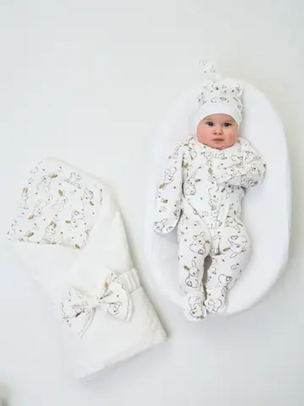 Конверт плюшевый на выписку для новорожденного лето