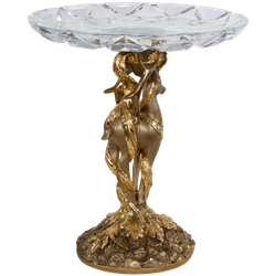 Фруктовница Лань Артемиды Бронза со стеклянной чашей