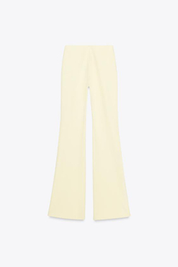 ZARA БРЮКИ FLARE ИЗ КРЕПА, СВЕТЛО-ЖЕЛТЫЙ