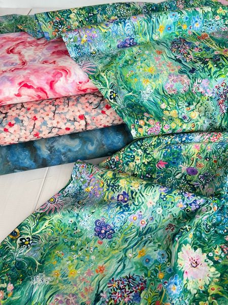 ЦВЕТОЧНЫЙ ПОТОК, ЗЕЛЕНЫЙ - 100% ХЛОПОК 4