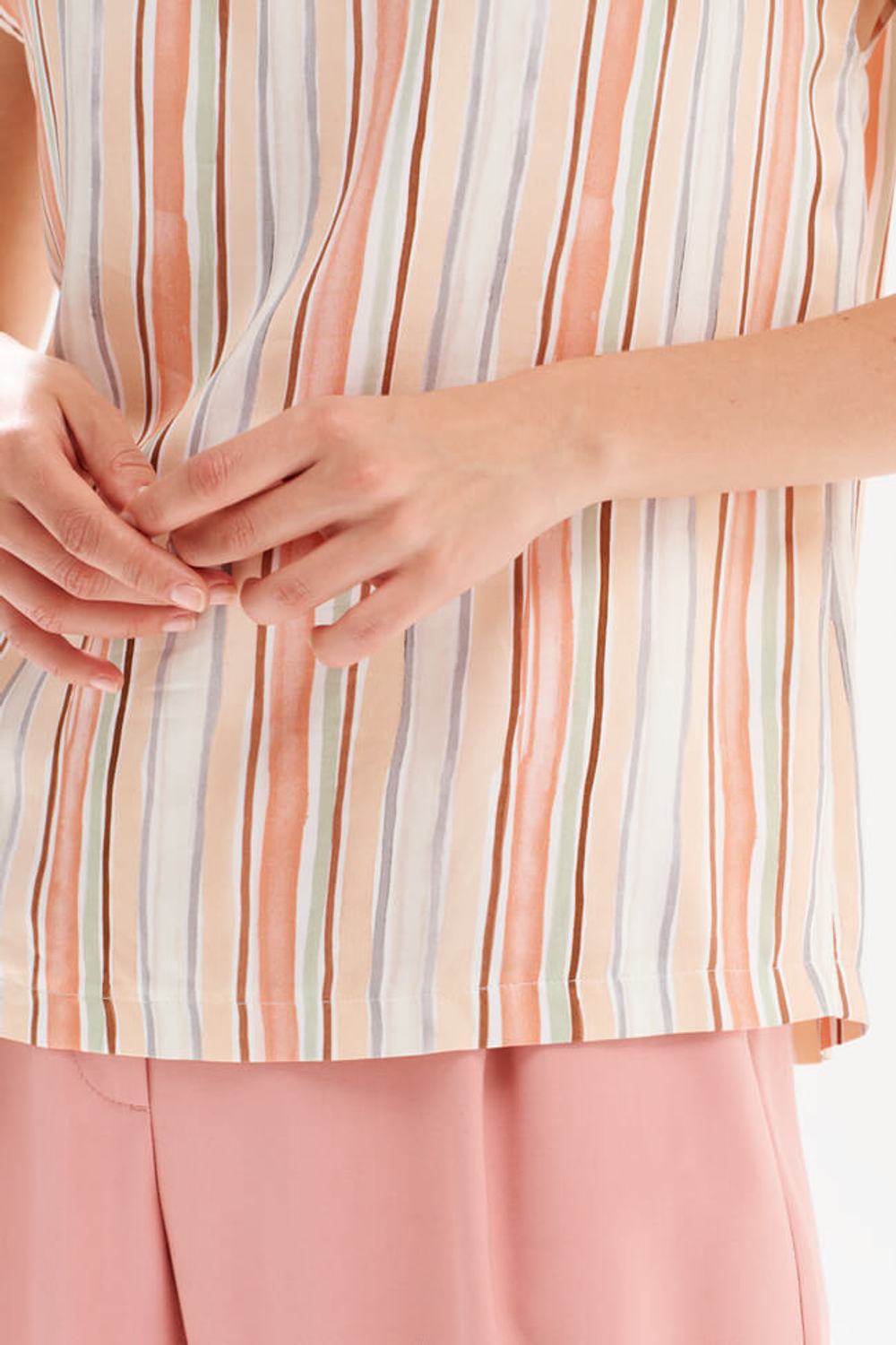 23506 Блузка женская (персиковый полоска)