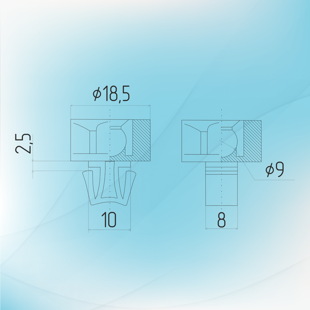 Пластиковый пистон №2 - 10MM (10 ШТ.)
