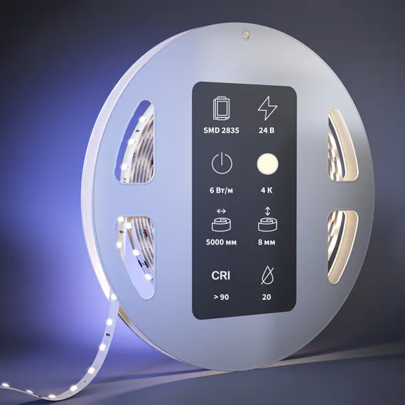 Светодиодная лента Ультра 24В 2835 6Вт/м 4000К 5м IP 20 201095 Led Strip 201095