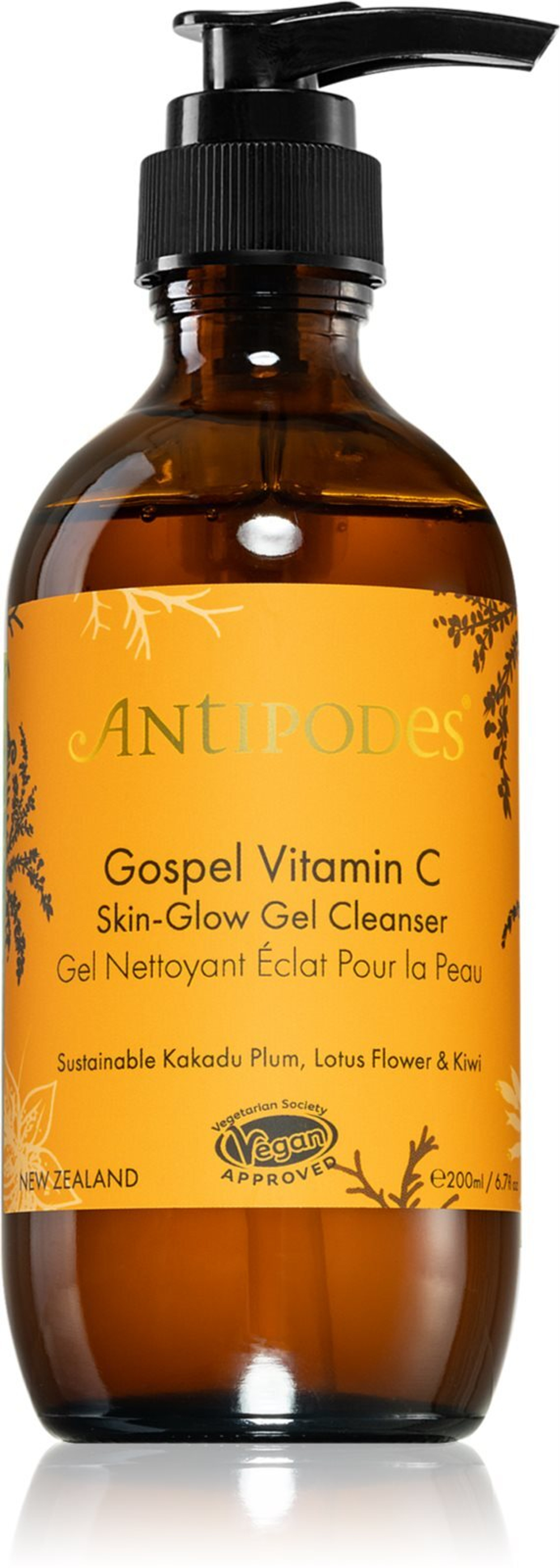 Antipodes Gospel Vitamin C Skin-Glow Gel Cleanser - осветляющий гель для умывания с витамином С /   200  ml  / GTIN 9421904521384