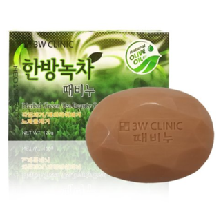 3W Clinic Мыло кусковое «зеленый чай» - Herbal green tea beauty soap, 120г