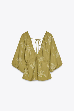 ZARA ЖАККАРДОВЫЙ ТОП, ХАКИ