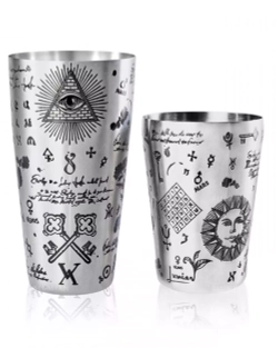 Шейкер Lumian Yokai Boston Alchemy Tin & Half Tin, 18-28 oz, серебро с гравировкой