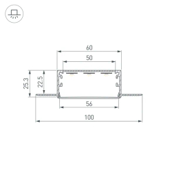Профиль LINIA60-FANTOM-3000 ANOD (Arlight, Алюминий) 046410