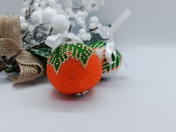 Елочная Игрушка, Шарики на Елку из Бисера, Ручная работа