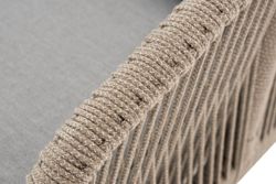 "Канны" диван 2-местный плетеный из роупа, каркас алюминий светло-серый (RAL7035) муар, роуп серый меланж круглый, ткань светло-серая