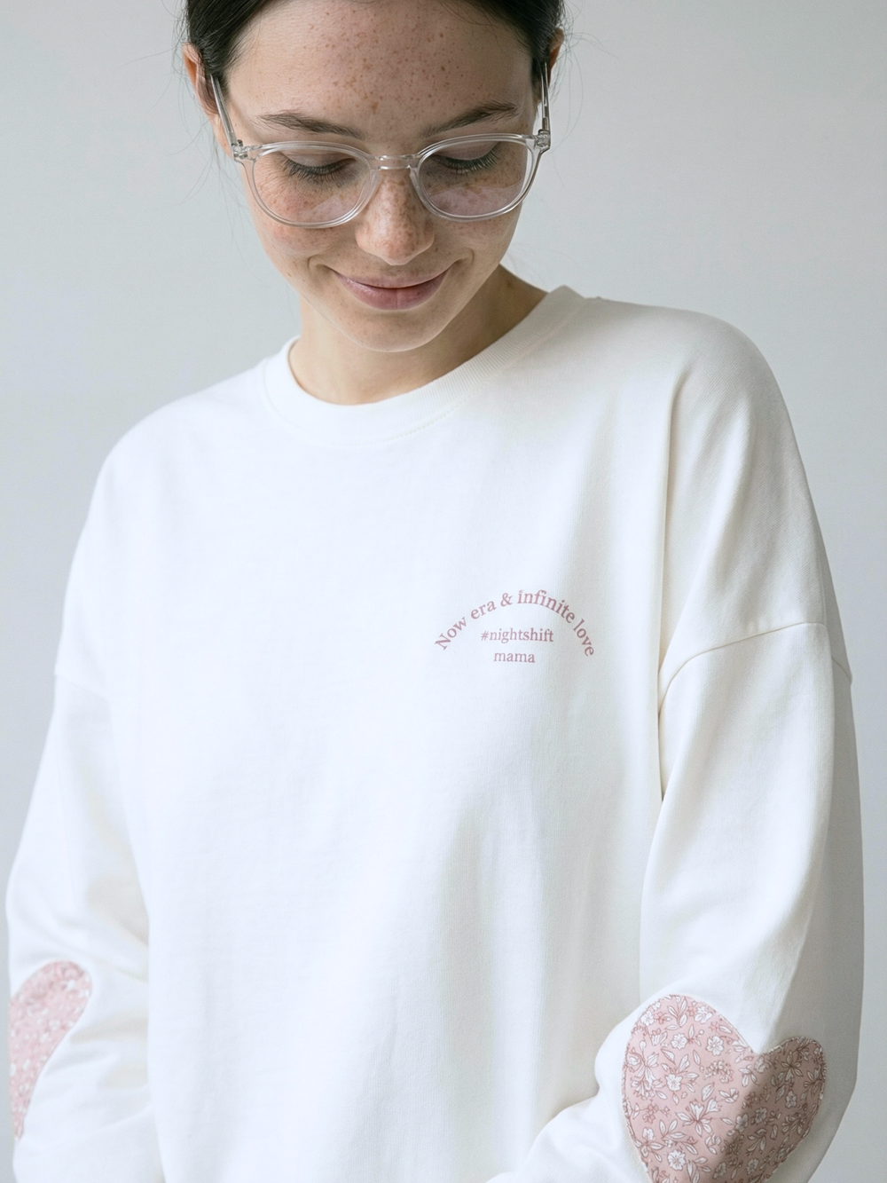 Лонгслив оверсайз женский молочный Розовое Поле