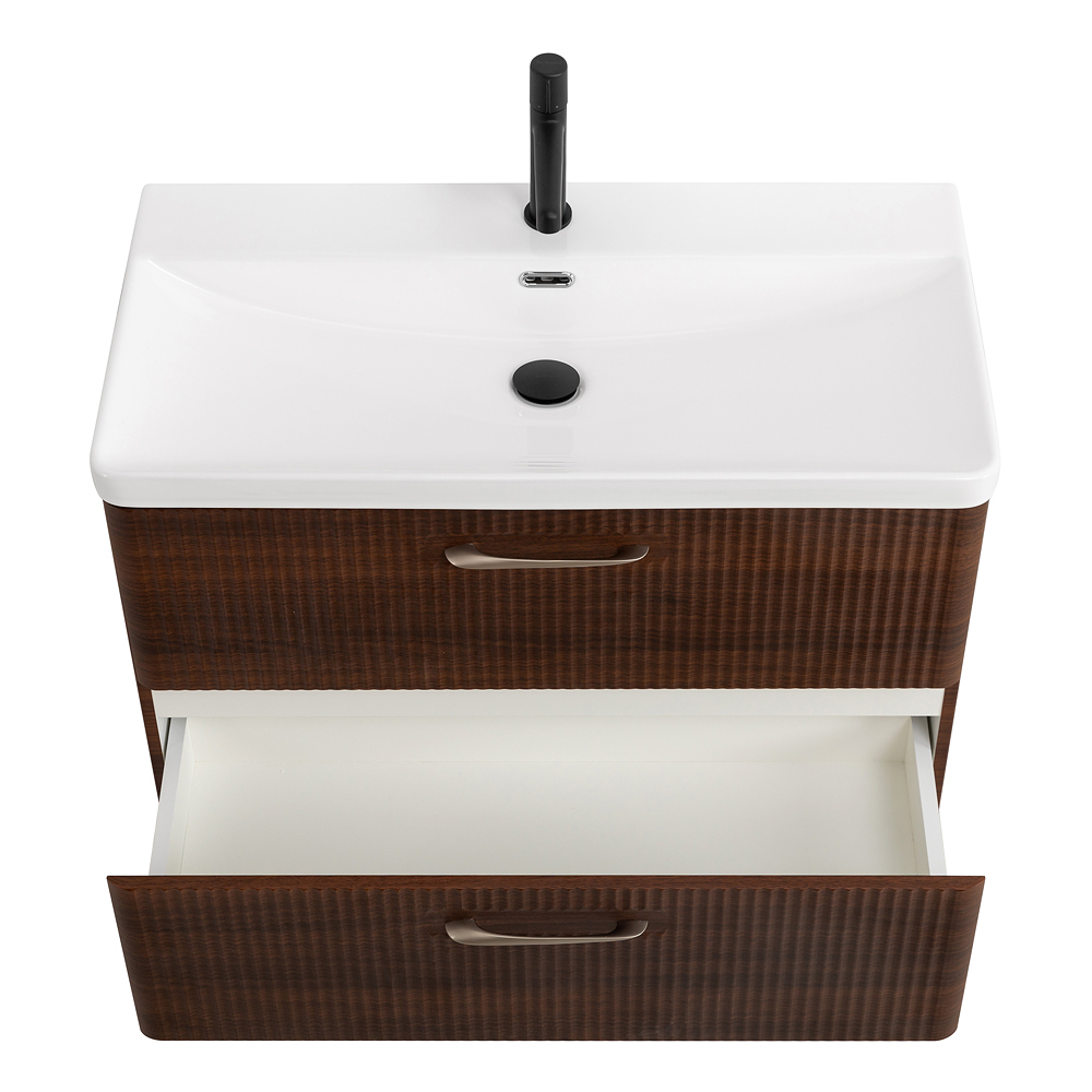 Подвесная тумба с раковиной Belbagno DUE, 80 см Noce DUE-800-2C-SO-NOCE-P + BB-8076-3-80