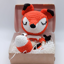 Лисенок, ручная работа, детская игрушка, погремушка