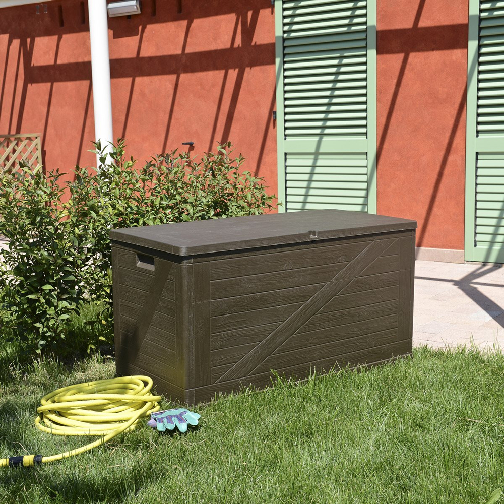 Пластиковый сундук Toomax Multibox Wood 420 л brown