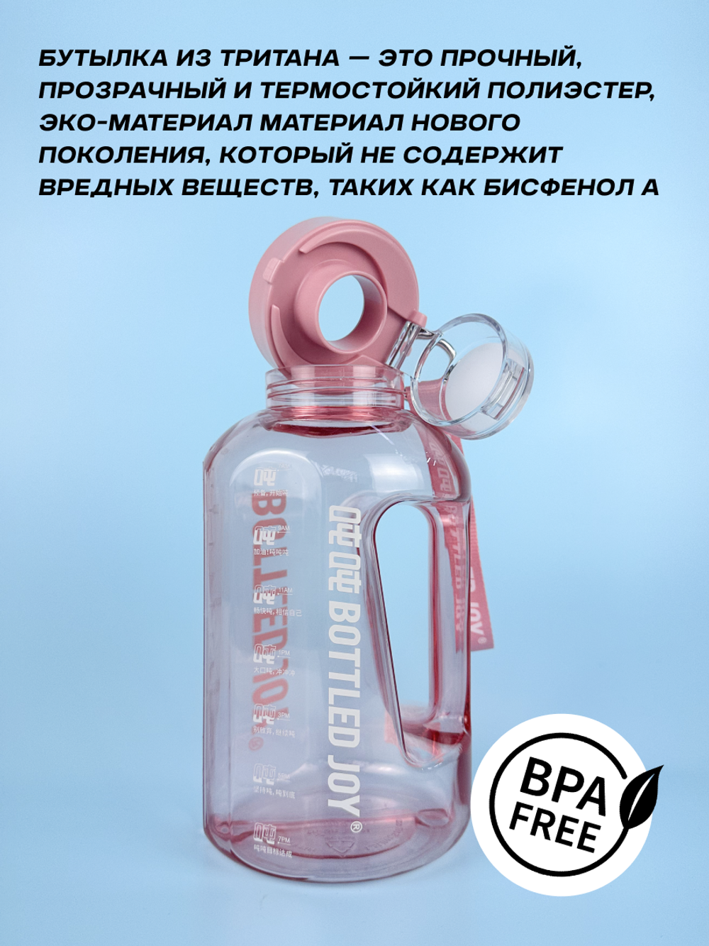 Бутылка для воды Bottled Joy, тритан, 1500 мл, розовый
