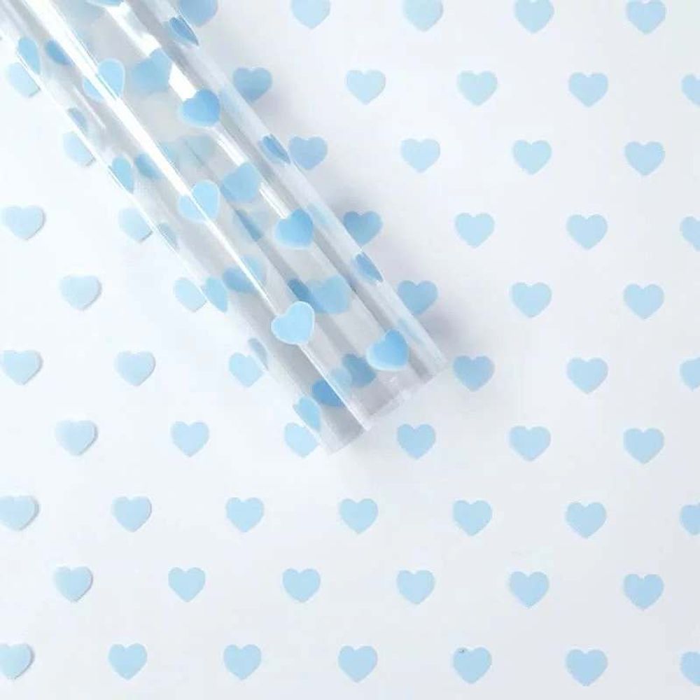 Пленка Сердца ГОЛУБОЙ 60см*200гр