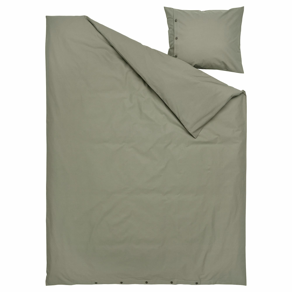 Комплект постельного белья IKEA KRAKRISMOTT (КРАКРИСМОТТ), Односпальный, Хаки, 150x200, 50x80 см