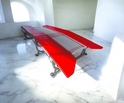 Двойной минитрамп складной - открытая рама (плоскоовальный профиль) - соревновательная прошитая сетка