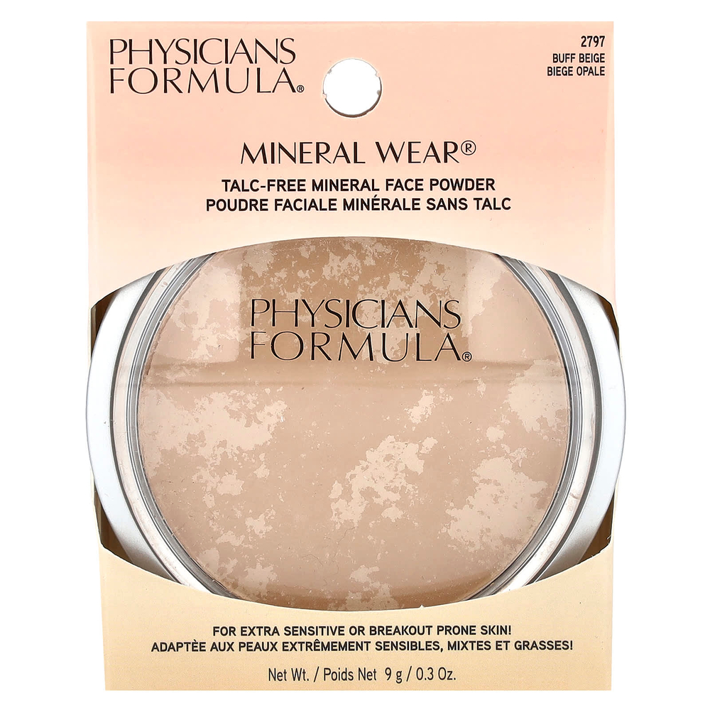 Physicians Formula, Mineral Wear, минеральная пудра для лица без талька, SPF 16, бежевый оттенок 2797, 9 г (0,3 унции)