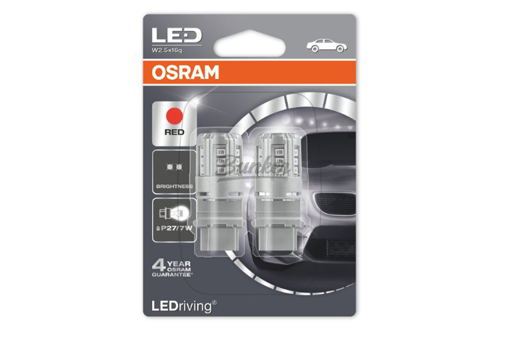 Комплект ламп P27/7W(S8W) 12V 3W W2.5x16q LEDRIVING standard retrofit/красный/P27/7W (S8W) 2шт.(1к-т