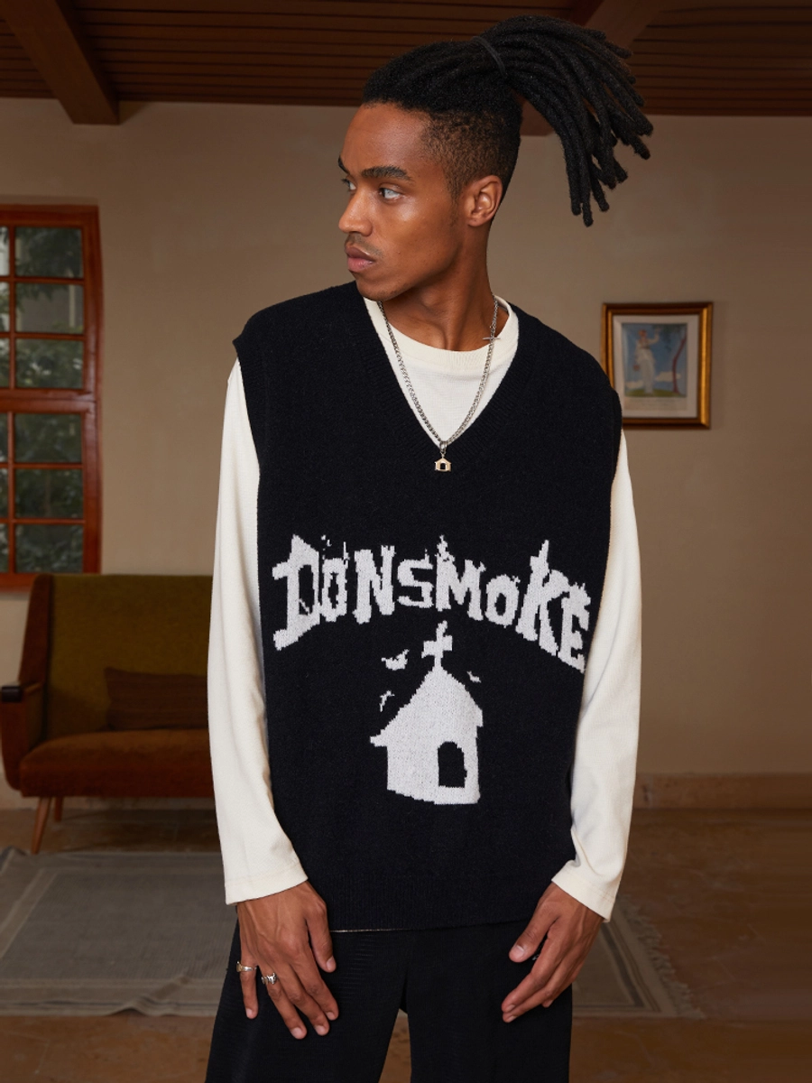 [FROM MOSCOW] Жилет DONSMOKE "Castle Logo" V-Neck Knitted Vest