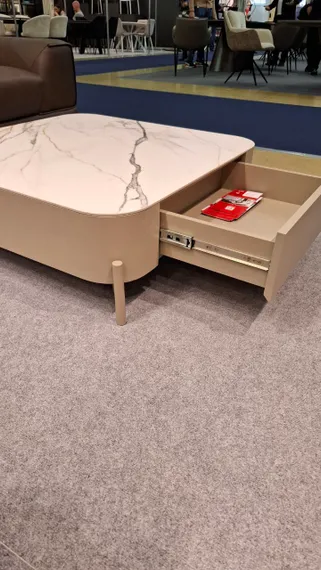 Журнальный столик с выдвижными ящиками Nomu, 90х90 см, керамика