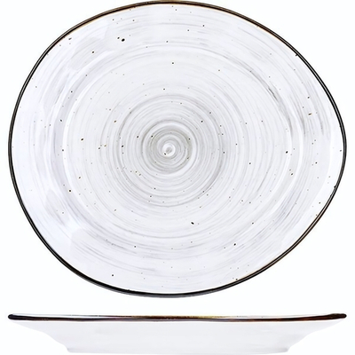 Тарелка «Пастораль» мелкая;фарфор;,L=17,5,B=15,5см;серый (Цвет: серый)