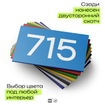 Номер на дверь 715, табличка на дверь для офиса, квартиры, кабинета, аудитории, склада, голубая 120х70 мм, Айдентика Технолоджи