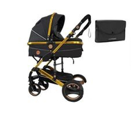 Детская коляска-трансформер 2 в 1 Luxmom 510, черный/золотая рама