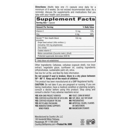 Country Life, Maxi-Skin Rescue, 30 веганских капсул