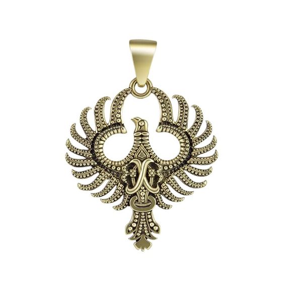 Купить кулон Феникс из бронзы, фото на белом фоне