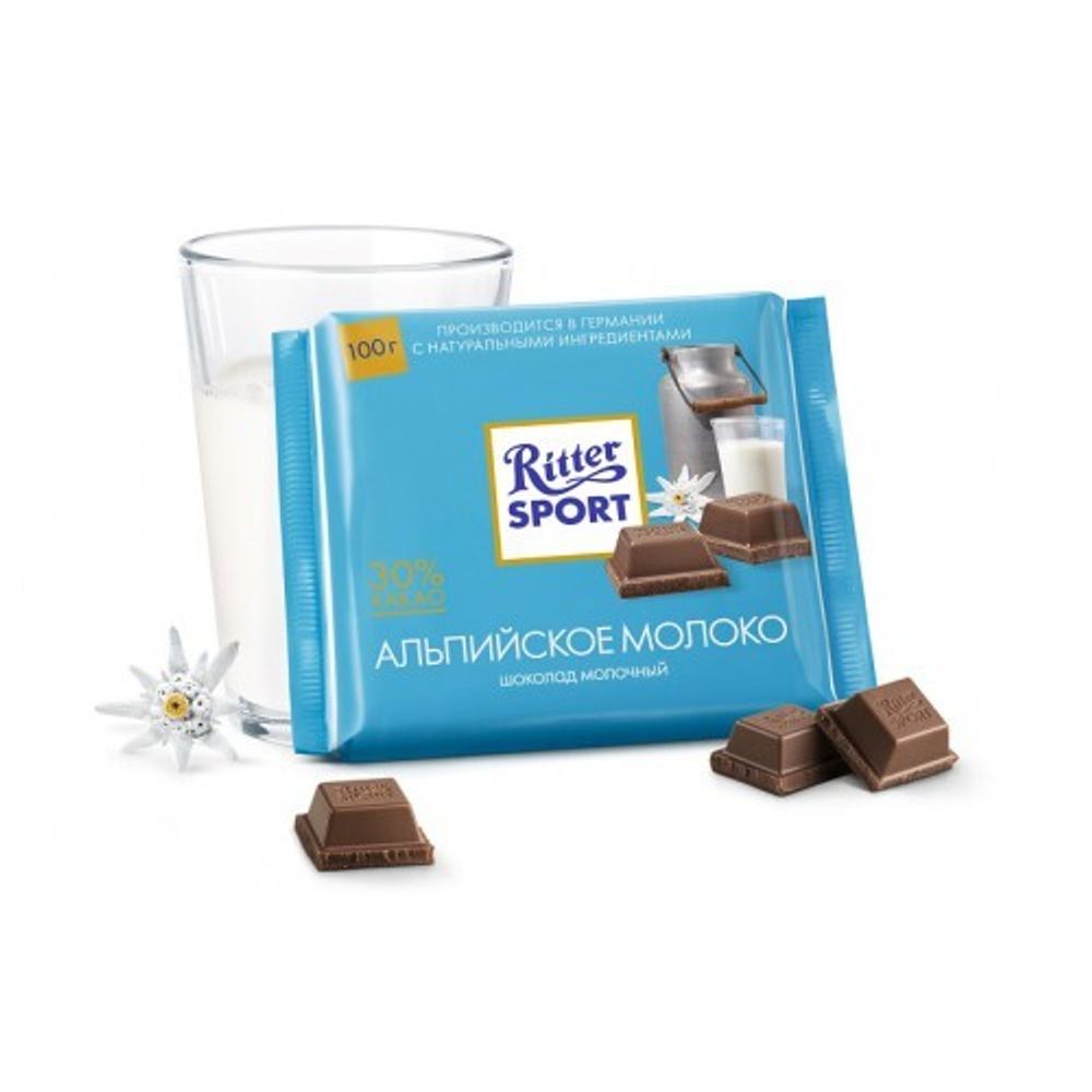 Ritter Sport шоколад молочный Альпийское молоко, 100 гр