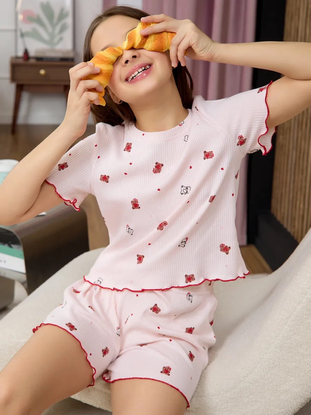 Пижама домашняя с шортами лапша