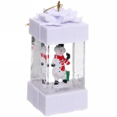 Сувенир с подсветкой Christmas «Подарок - Счастливый Снеговик» 5,5х11,5 см, белый