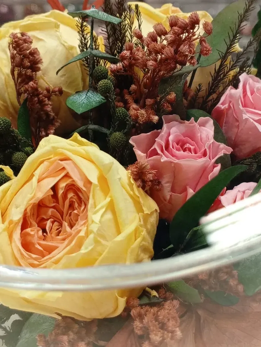 натуральные цветы в стекле, вакуум