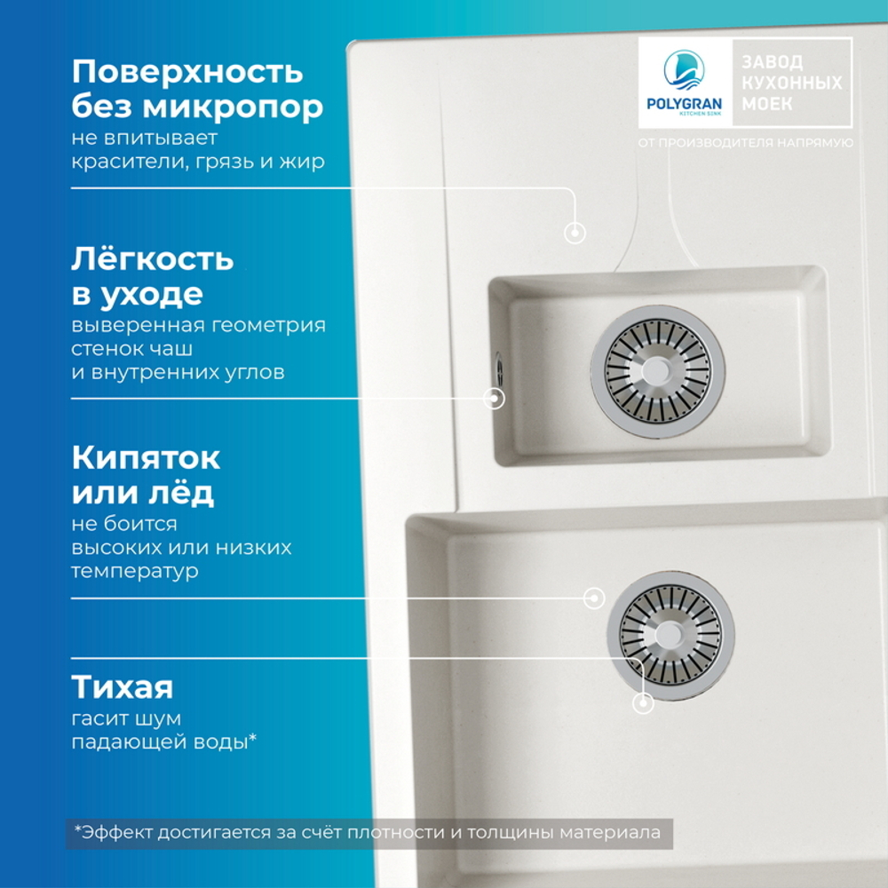 Мойка POLYGRAN BRIG-770 белый хлопок № 36