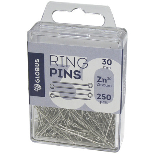 Булавки офисные Globus, 30мм, 250шт., пластик. коробка, европодвес